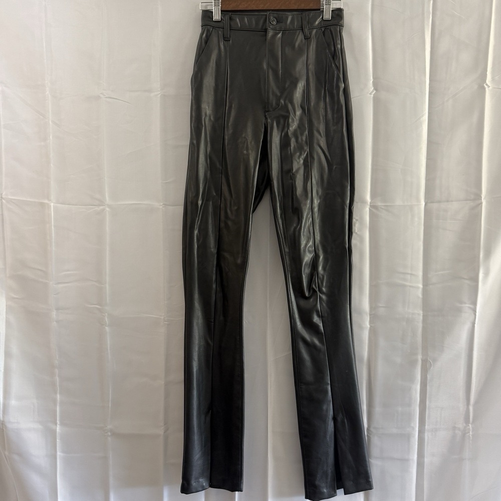 Abercrombie Fitch Skinny High Rise Black Faux Leather Pants Women 4 L Fits 26x33